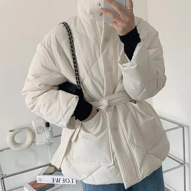 Women Winter Jacket Coats New Fall Fashion Black Padded Parkas Guangzhou Casual Warm Korean Style Overcoat Clothing Female