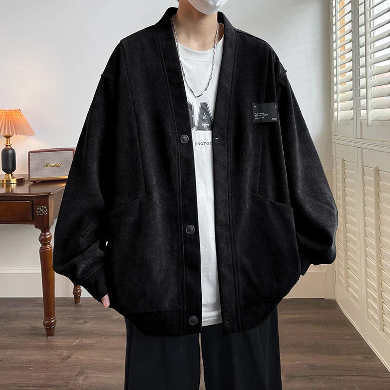 maoxiangshop Streetwear Men‘s Sweater Japan Style Plus Size 7XL Man Sweatercoat Fashion Loose Tops Casual Single Breasted Clothes