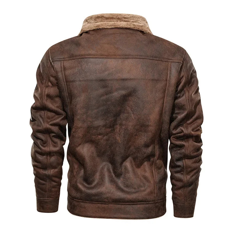 maoxiangshop Men Jackets Thicken Faux Fur Fleece Jacket male Loose Lambs Wool Lapel Pocket Outerwear Winter Chic Single Breasted Street Coat
