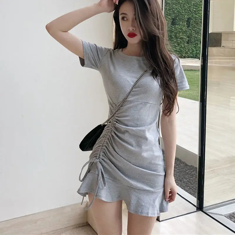 maoxiangshop Clothing Shirt Female Dresses Bandage Women's Dress Ruffle Short Mini Tshirts One-piece Chic and Elegant Pretty Hot Loose X