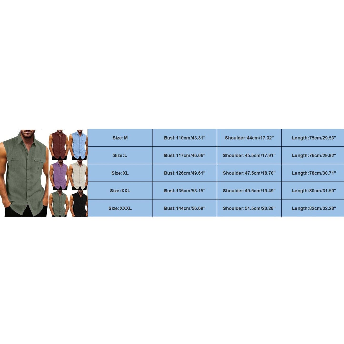 Summer Top Shirt Men Tank Top Turn Down Collar Sleeveless Shirts Pocket Imitation Linen Slim Fit Shirt For Men Summer Streetwear