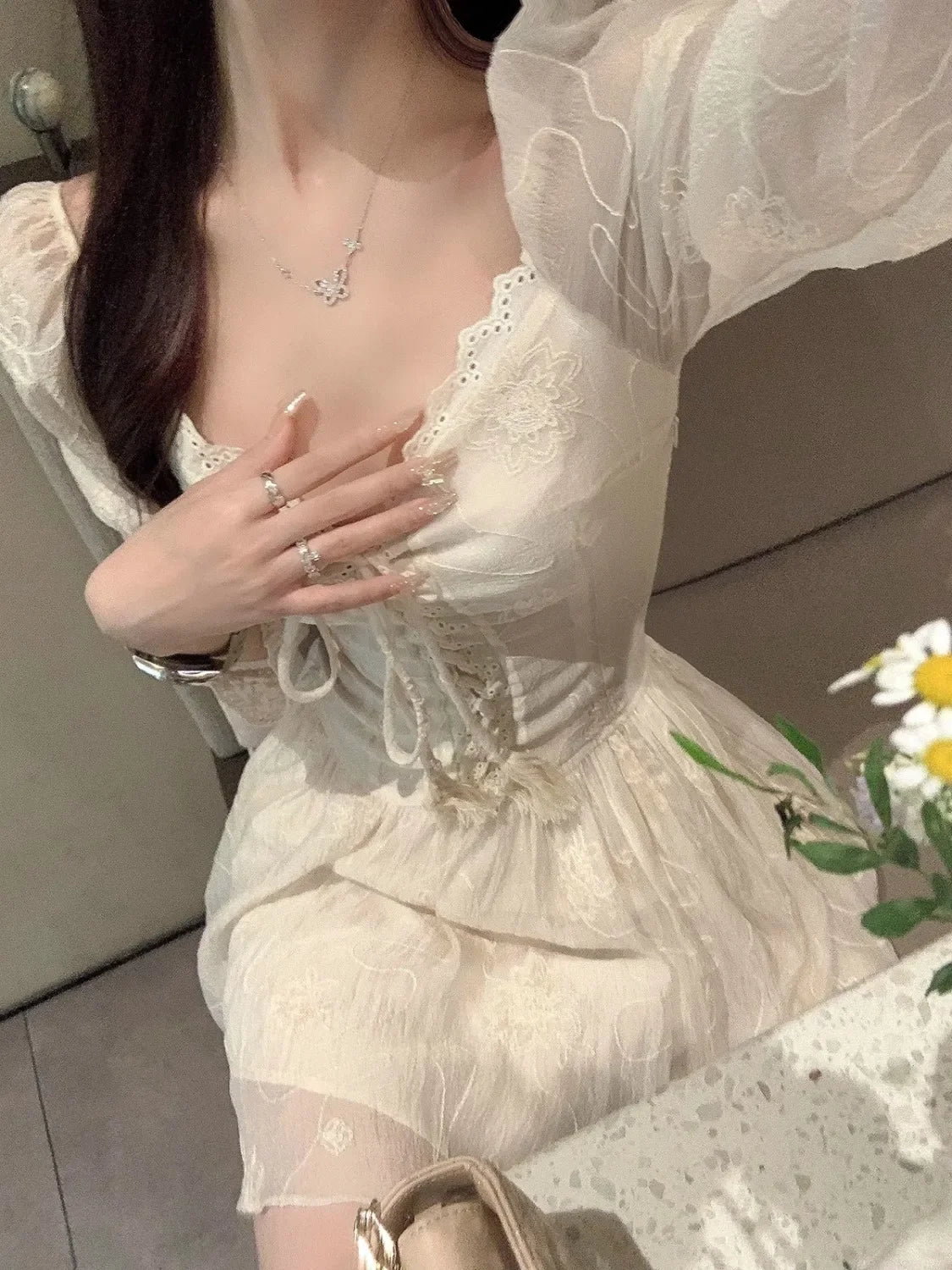 maoxiangshop - Elegant Y2k Short Party Dress Women Casual Long Sleeve Mini Dress Beach Style One Piece Dress Korean Fashion Autumn Chic