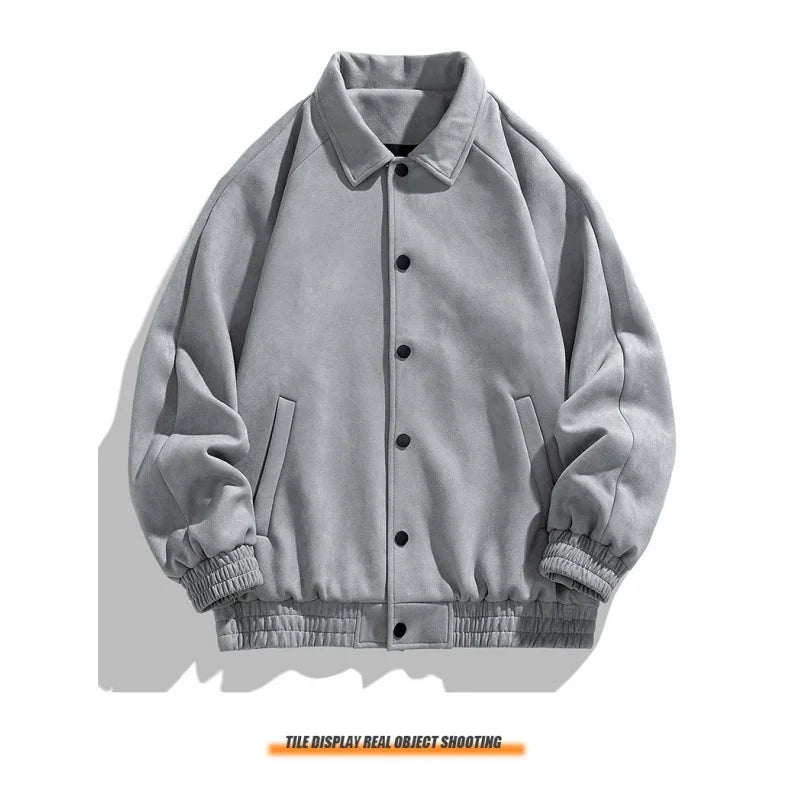 maoxiangshop 2024 New Listing Oversized Aviator Jacket Fashion Casual Suede Flip Lining Slim Quality Men'S Spring And Fall Loose Work Coat