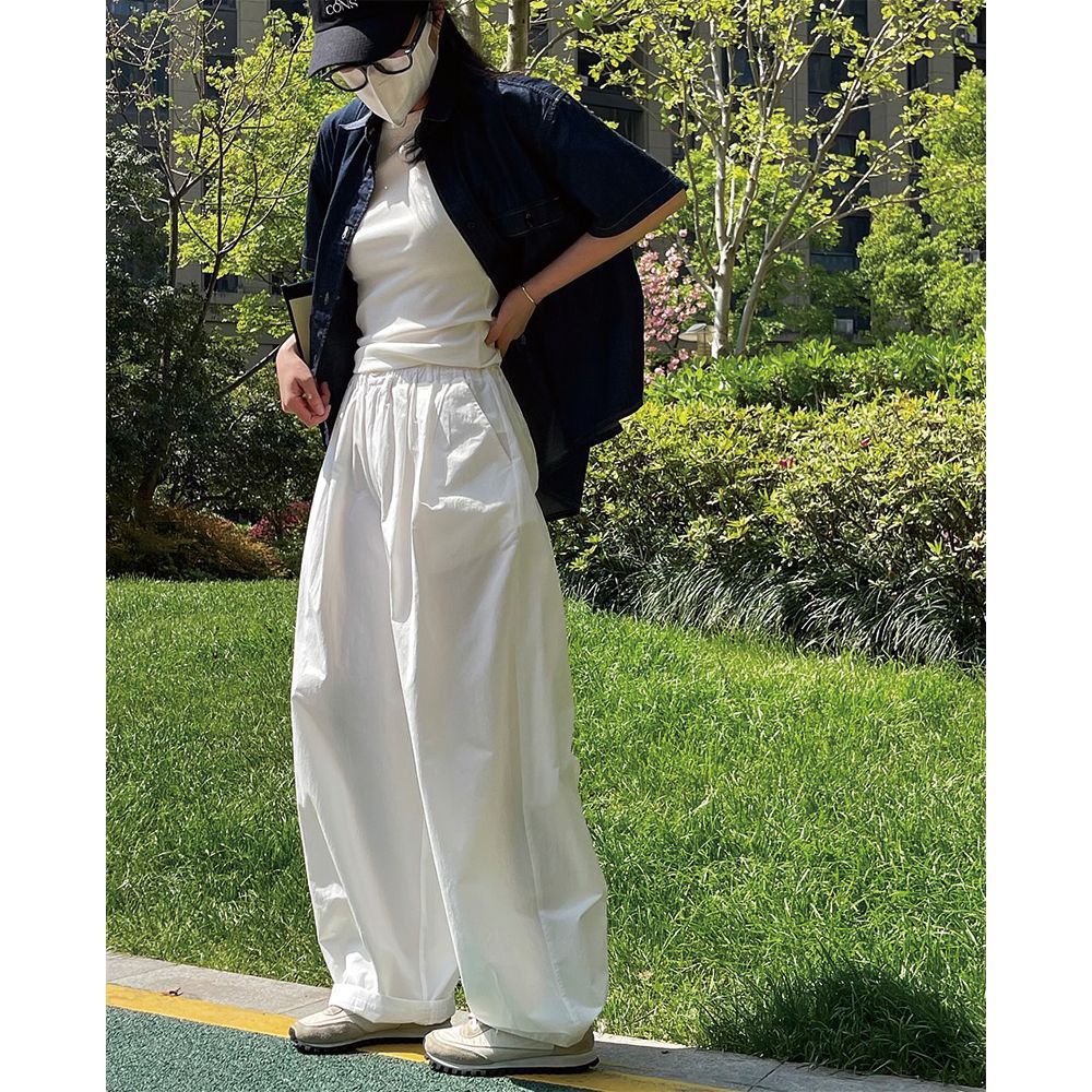 Oversize Slimming Women Pants High Waist Wide-Leg Trousers Simple Casual Loose-Fitting Cotton Baggy Streetwear Trousers 2023
