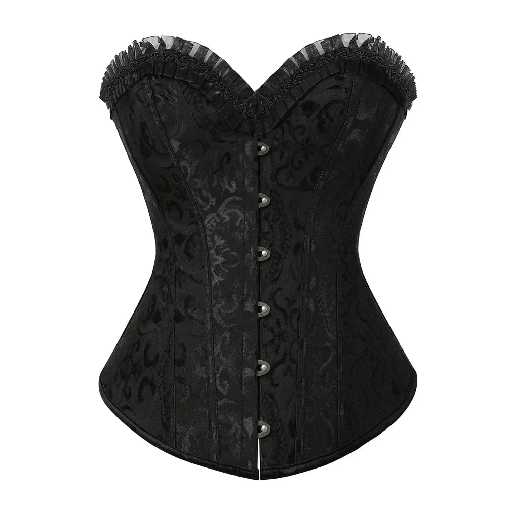maoxiangshop - Women's Evening Corset Dress Floral Lace Up Bustiers Medieval Bustier Skirt Steampunk Carnival Evening Party Costume Plus Size