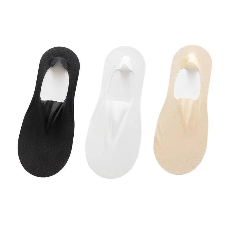 maoxiangshop 3 Pairs Men's Boat Socks Summer Ultra-thin Breathable Solid Color Sock Slippers Comfortable Soft Ice Silk Low Cut Men Sokken