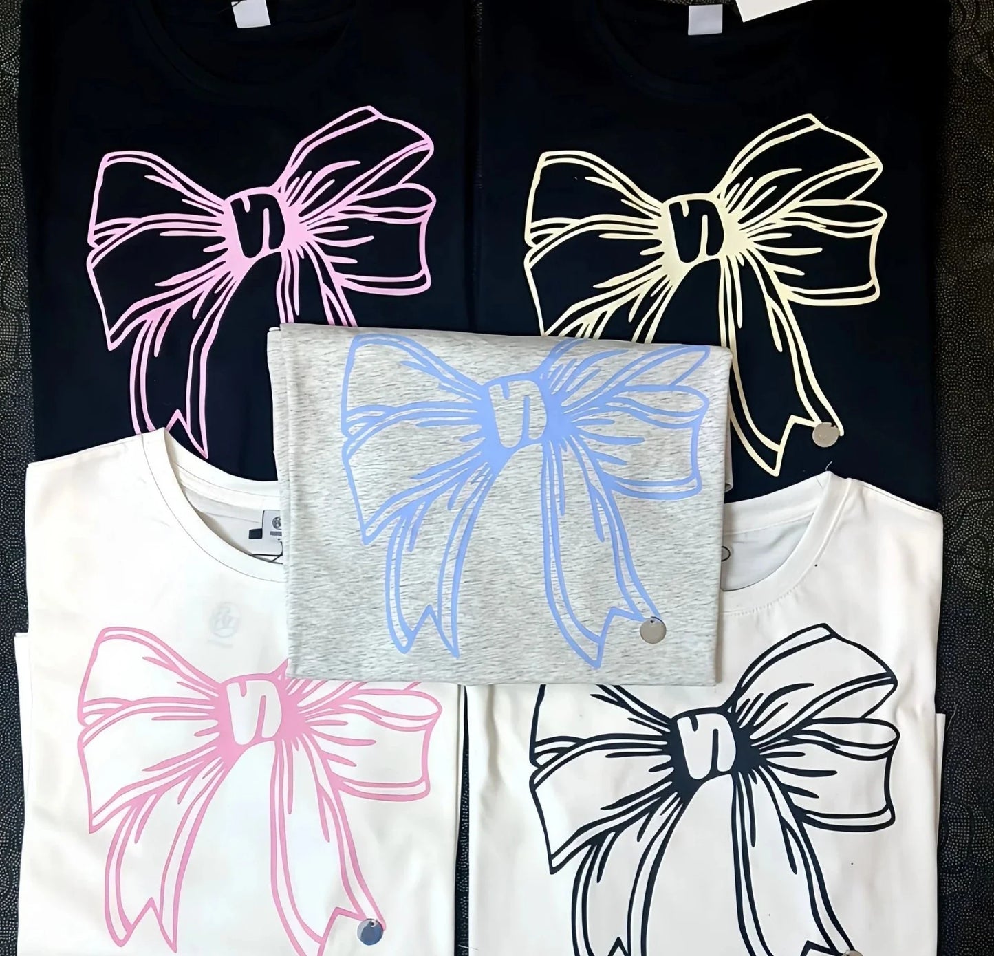 maoxiangshop - Large Bow Print Cute Women T-shirts Short Sleeve O-neck Loose Sweet Summer Tees Cotton 2024 New Fashion Korean Chic Tops Woman