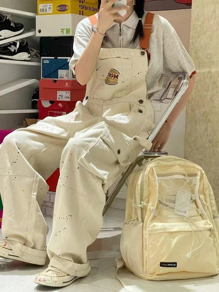 Casual Women Pockets Loose Suspender Denim Overall Trousers Jean Jumpsuits Women Overalls Jean Suspender Pants mon jeans