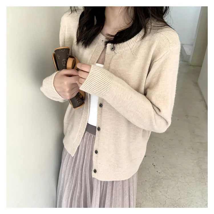 Women's Gray Button Down Lightweight Knit Cardigans Cashmere Sweaters Black Fall Long Sleeve Ladies Tops