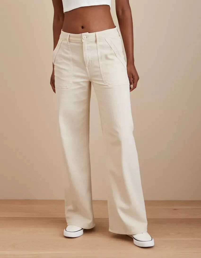 maoxiangshop - Autumn New Loose Straight Leg Pants for Women Solid Corduroy Pants Women's Casual Pants