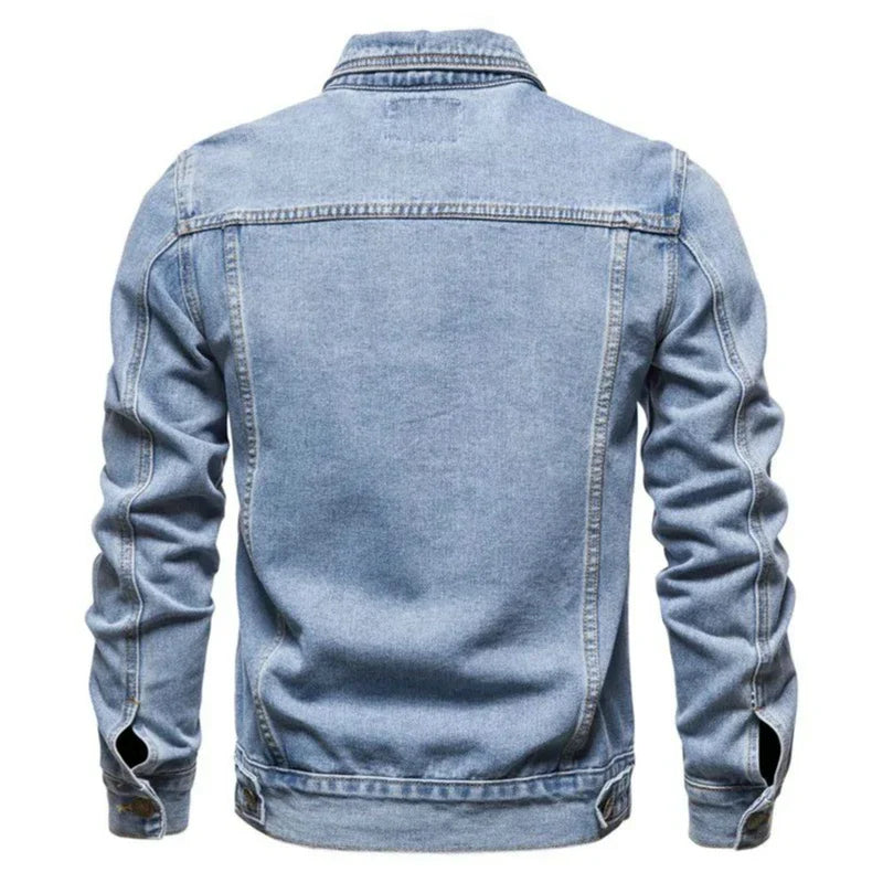 maoxiangshop New Autumn Men's Casual Workwear Jeans Jacket Loose Casual Versatile Youthful Male Solid Color Tops Dnim Mens Outwear