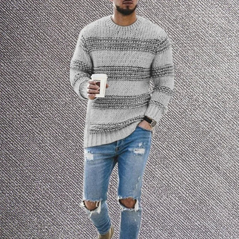 maoxiangshop Male Autumn And Winter Wool Sweater Round Neck Pullover Bottoming Shirt Color Matching All Matching Oversized Winter Coat Men