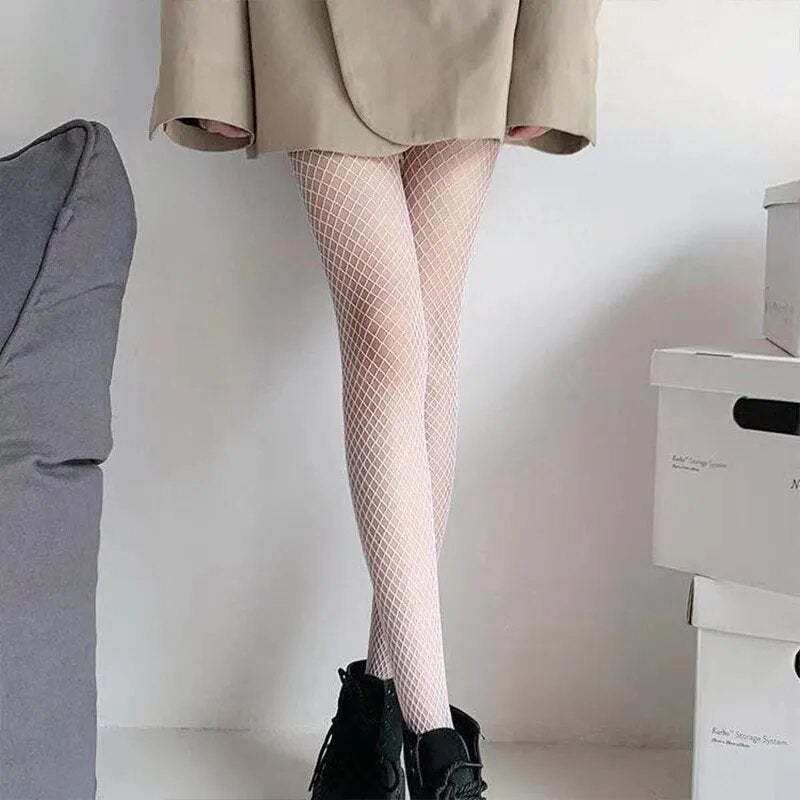 maoxiangshop Nylons Fishnet Tights Pantyhose Netting Stockings Leggings For Women White Black Mesh Tights Sexy Fishnet Stockings Lingerie
