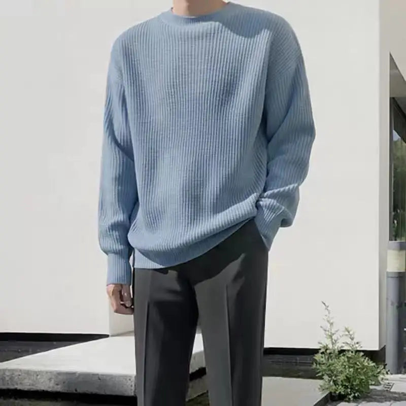 maoxiangshop Men Autumn Solid Color Wool Sweaters Slim Fit Streetwear Mens Clothing Casual Knitted Sweater Men Korean Fashion Pullovers