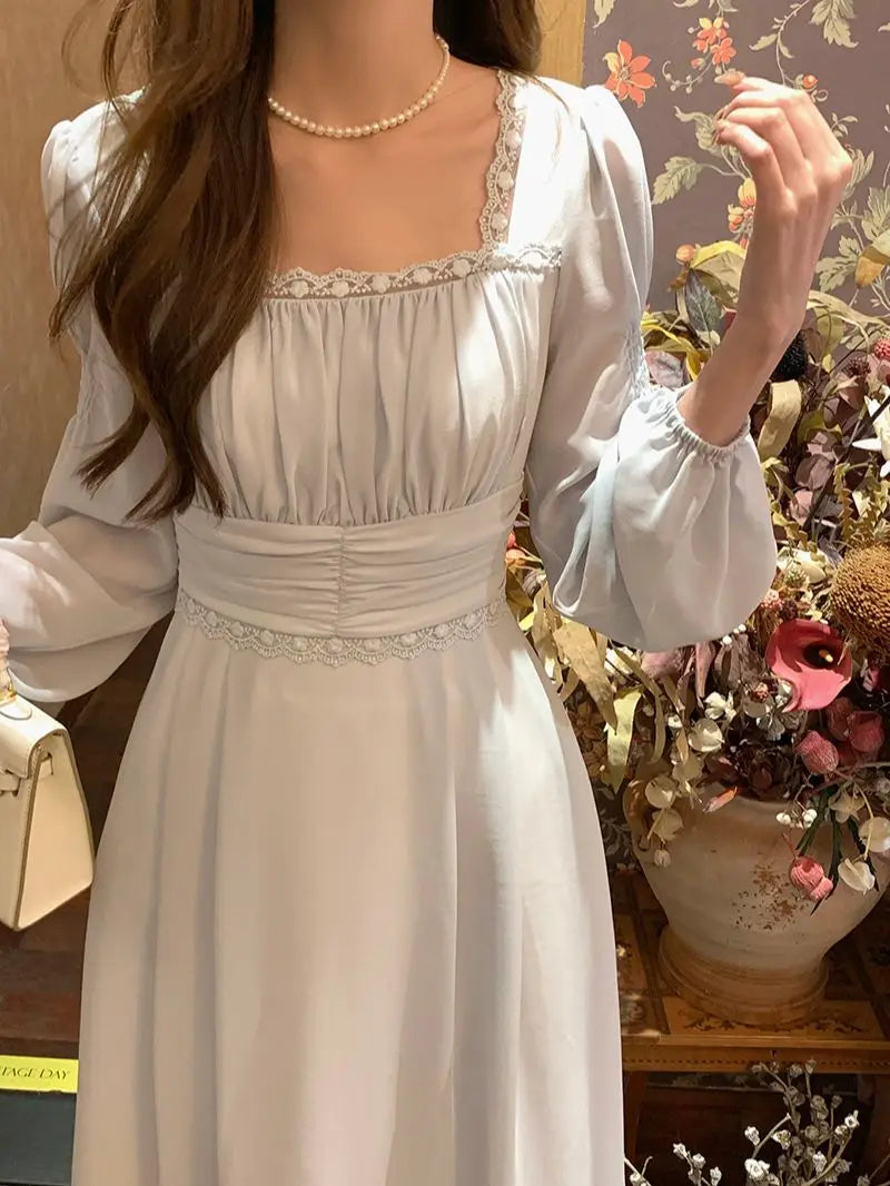 Spring Summer New Bodycon Lady Midi A Line Dress For Women Elegant Party Robe French Style Casual Clothing