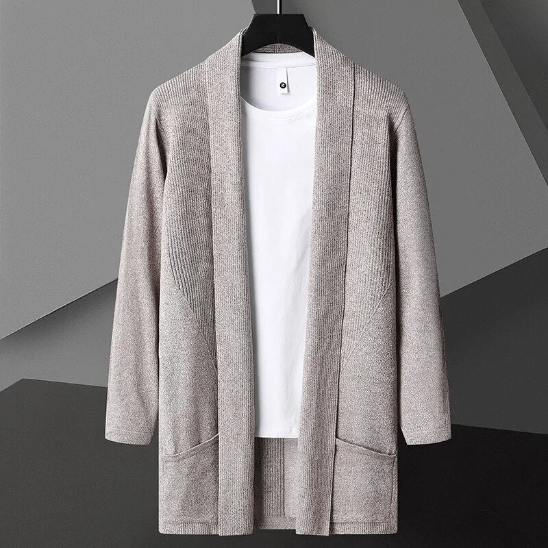 maoxiangshop Autumn Korean style fashion Men's Sweater Thicken and Velvet Men Cardigan Knitted Sweater Coat Stripe Jacket Male S-5XL