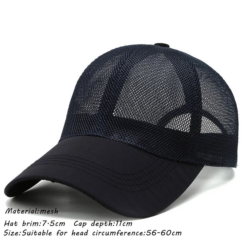 maoxiangshop Summer Full Mesh Baseball Cap Unisex Trucker Cap Trucker Caps Men Fishing Hat Quick Dry Golf Running Hat Adjustable Snapback Hat