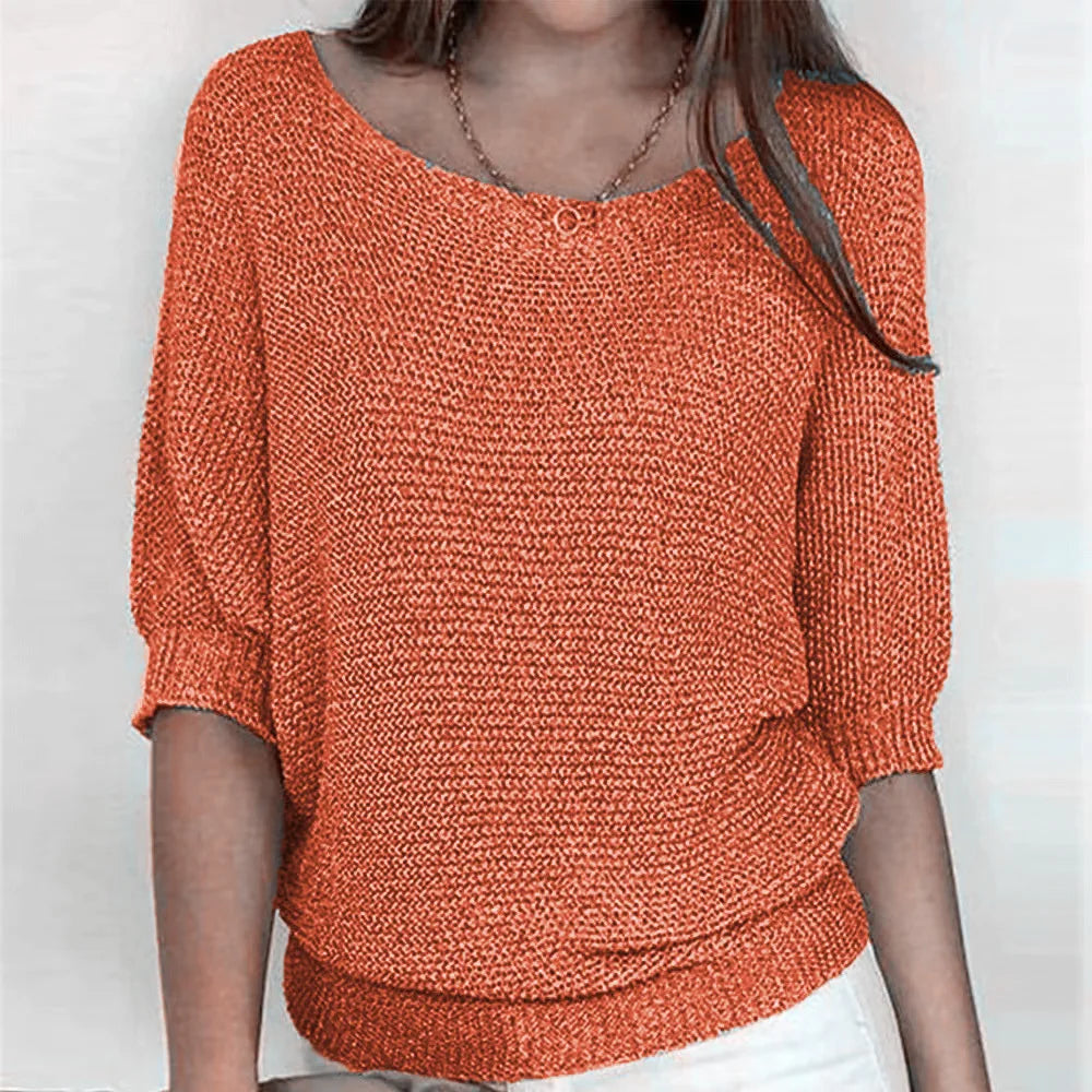maoxiangshop Jumpers Women Purple Fall Winter Spring Sweaters Three Quarter Sleeve Sweater Jumpers Elegant Streetwear Y2k Tops Short Jumper