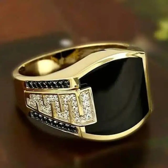 maoxiangshop Retro Handmade Turkish Signet Rings for Men Ancient Silver Color Carved Ring Mystic Zircon Inlay New Punk Motor Biker Ring