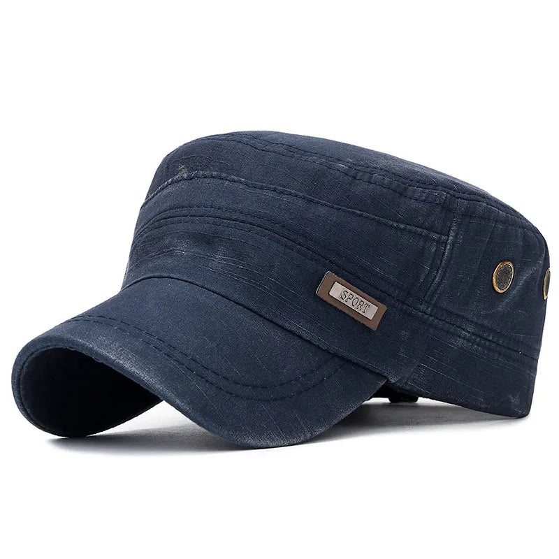 maoxiangshop New Washed Cotton Flat Top Cap Adjustable Outdoor Caps Women Men Retro Hats Man Cap