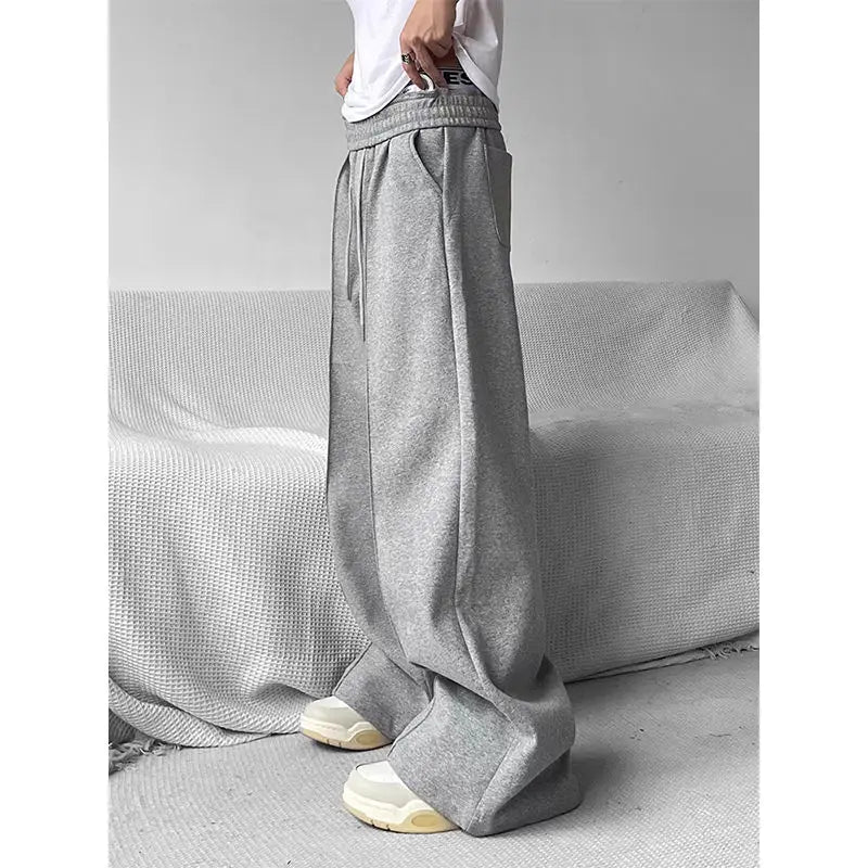 maoxiangshop Wide Leg Sweatpants Men Oversize Gray Sports Pants Sportswear Casual Trousers Male Loose Korean Streetwear Hip Hop