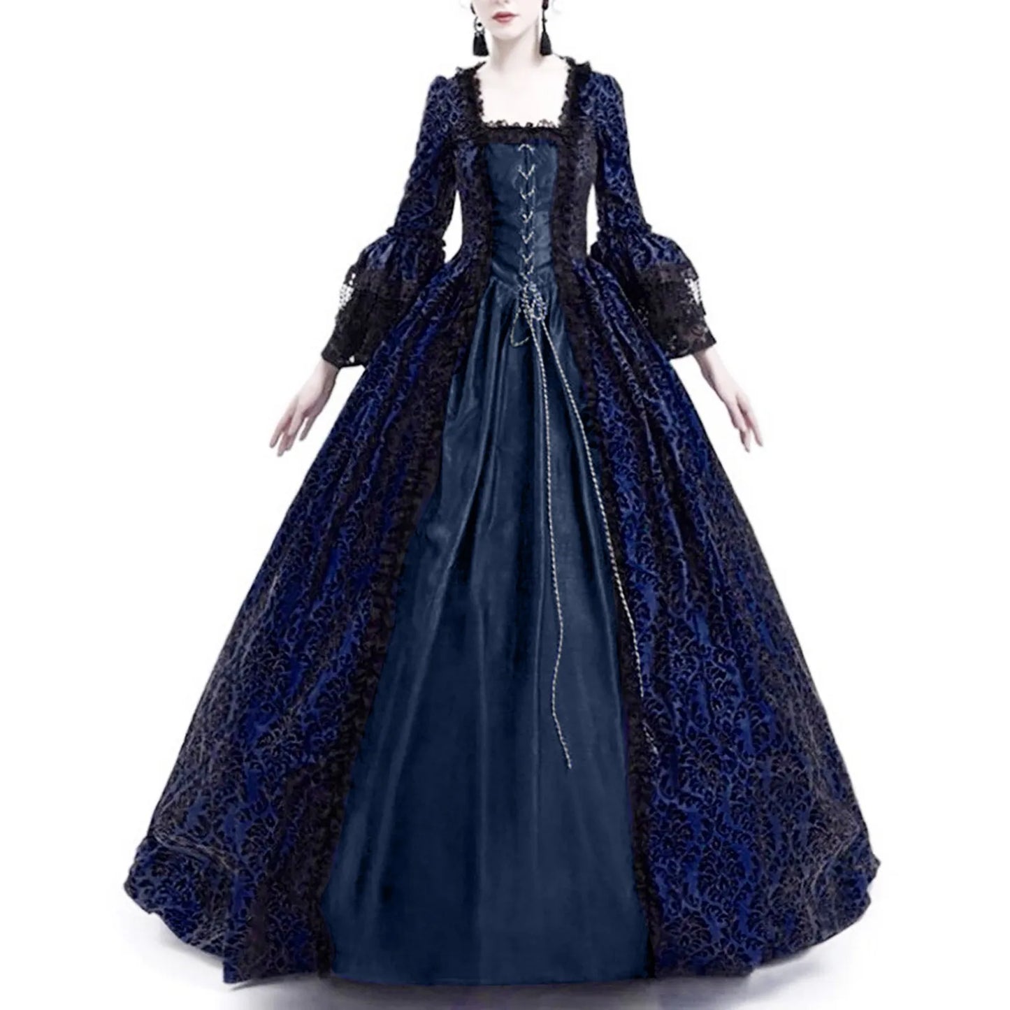 maoxiangshop - Steampunk Vintage Women Medieval Dress Gothic Lady Vampire Lace Sleeve Halloween Costume Fashionable Gorgeous robes longues