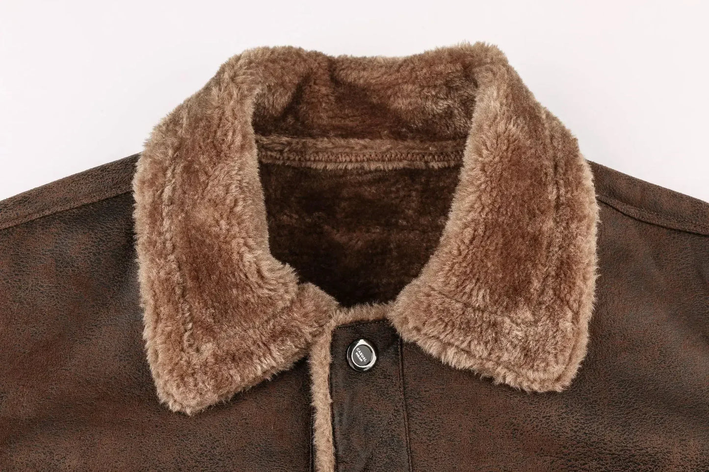 maoxiangshop Men Jackets Thicken Faux Fur Fleece Jacket male Loose Lambs Wool Lapel Pocket Outerwear Winter Chic Single Breasted Street Coat