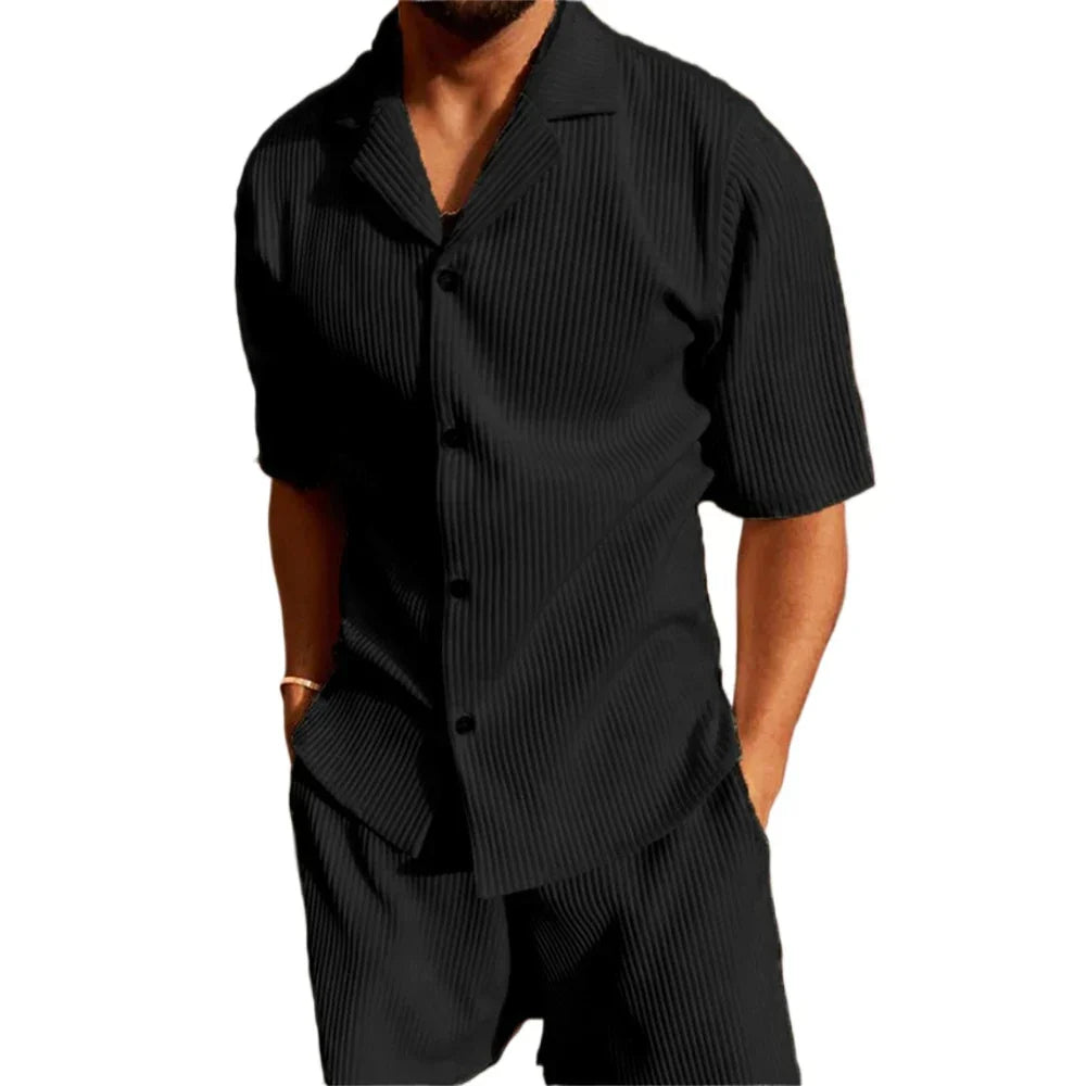 maoxiangshop Summer Mens Solid Color Tracksuit Shorts Sleeve V-neck T Shirt Beach Sweatpants Breathable Mens Shorts Lightweight Sweatwear