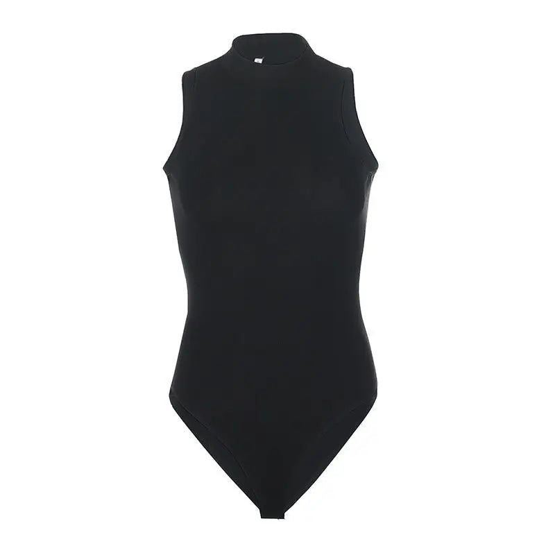 maoxiangshop Harajuku Solid Jumpsuit Women Sleeveless Bodycon Sexy Black Body Tops Fashion Streetwear Vintage Y2k Gothic Bodysuits Clothing