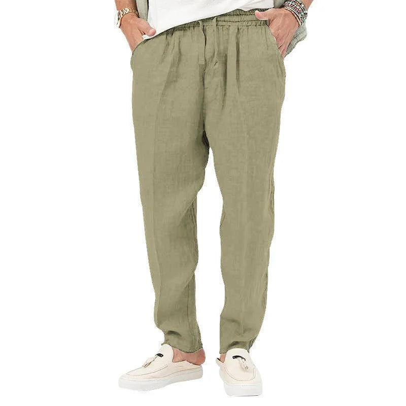 maoxiangshopMen's Long Linen Pants Lightweight Loose Fit Trousers Breathable Cotton Streetwear Sport Sweatpants Solid Color Pencil Pants
