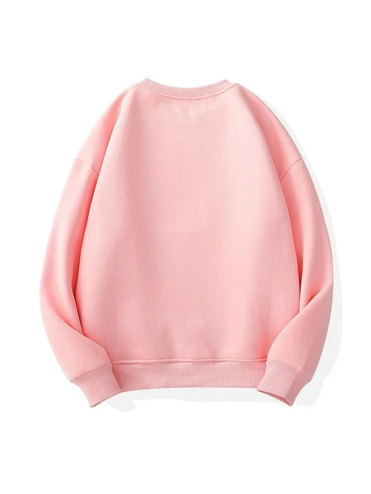 3XL Harajuku Kawaii Strawberry Pink Sweatshirts Fleece Sweatshirt Women Kpop Chic Cute Girls Top Y2k Clothes