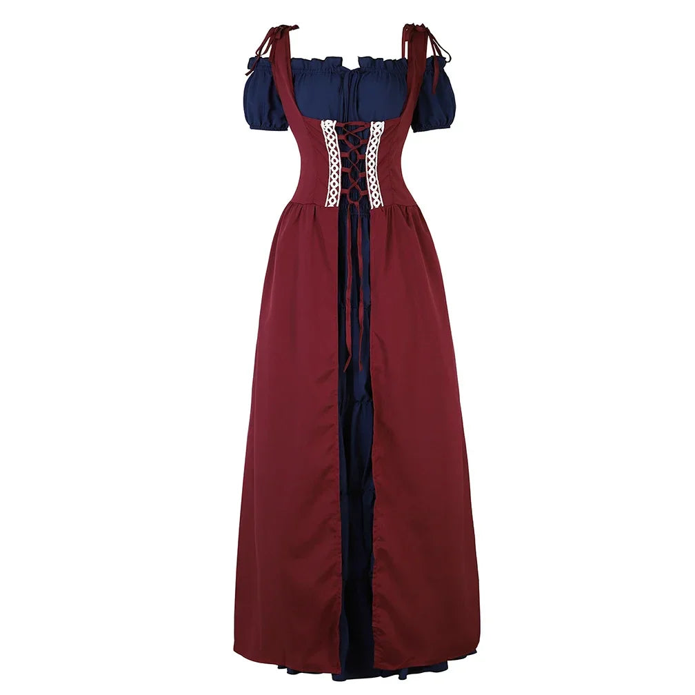 maoxiangshop - Renaissance Dress for Women Irish Medieval Dresses Victorian Female Costumes Halloween Cosplay Costume Masquerade Party Outfits