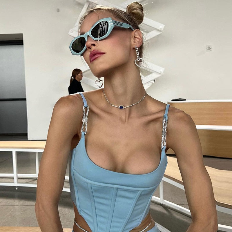 maoxiangshopCorset Tops Women Summer Sleeveless Tank Top Backless Summer Solid Skinny Off Shoulder Tanks Camis Y2k Crop Top Corset for Women