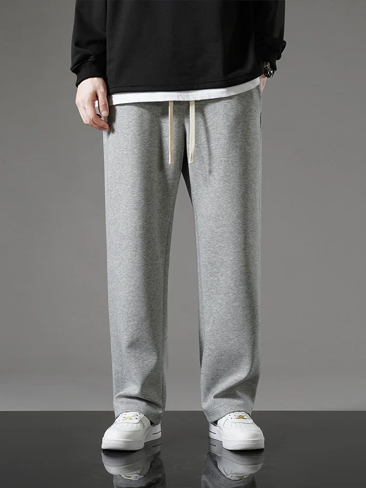 maoxiangshop Spring Autumn Men Sweatpants Korean Fashion Sportswear Drawstring Wide Leg Straight Track Pants Cotton Casual Loose Trousers