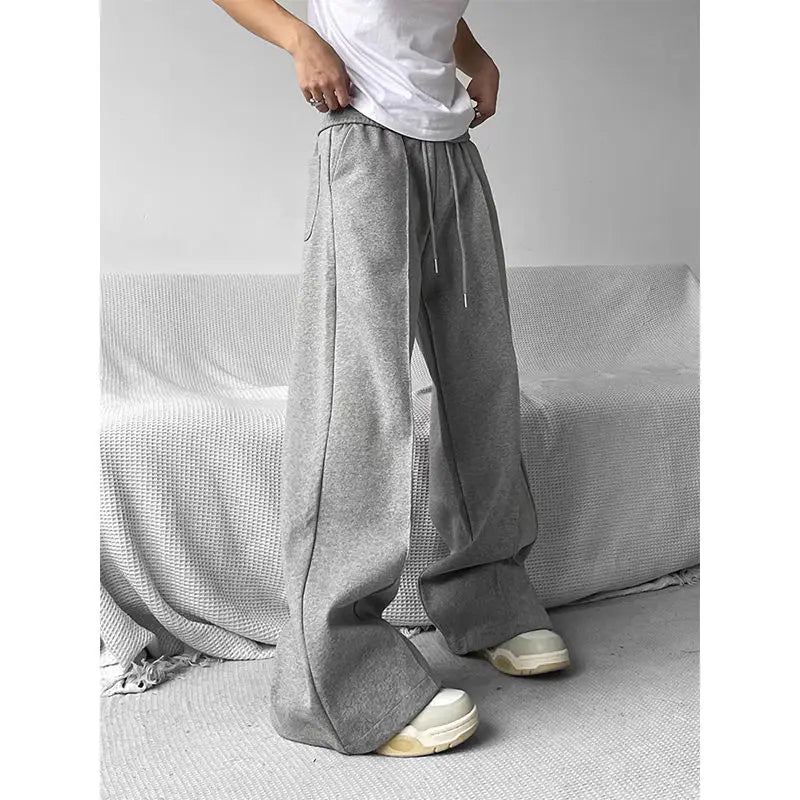 maoxiangshop Wide Leg Sweatpants Men Oversize Gray Sports Pants Sportswear Casual Trousers Male Loose Korean Streetwear Hip Hop