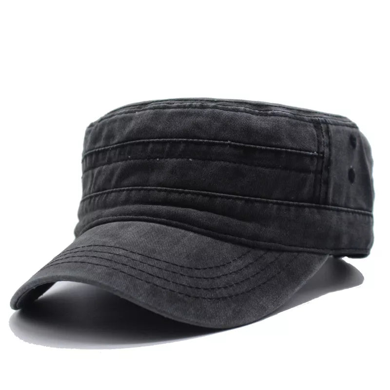 maoxiangshop New Washed Cotton Flat Top Cap Adjustable Outdoor Caps Women Men Retro Hats Man Cap
