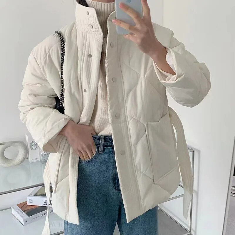 Women Winter Jacket Coats New Fall Fashion Black Padded Parkas Guangzhou Casual Warm Korean Style Overcoat Clothing Female