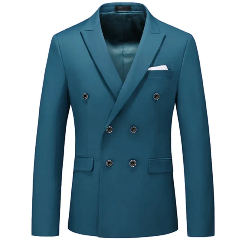 maoxiangshop Fashion New Men's Casual Boutique Business Solid Color Double Breasted Suit Jacket Blazers Coat