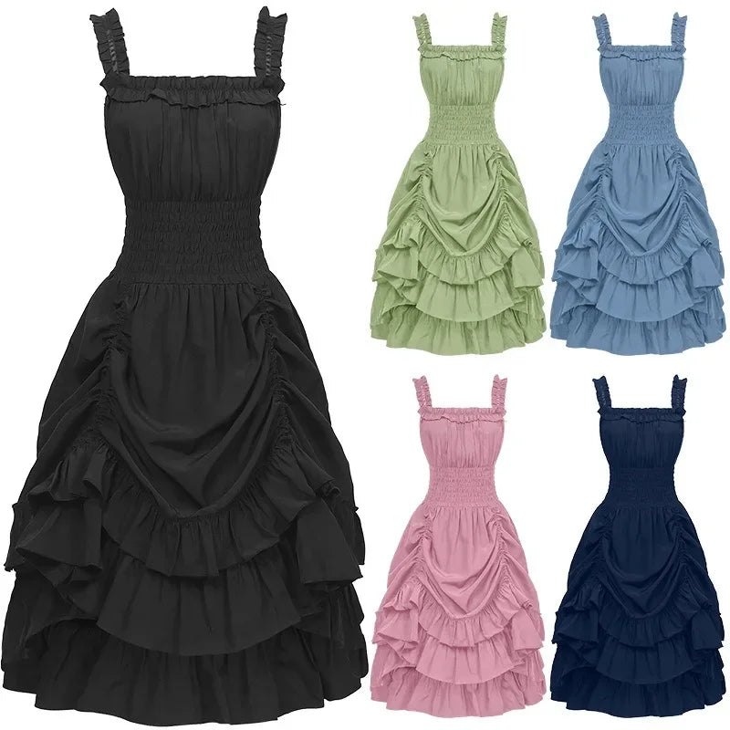maoxiangshop - 2024 High Waist Ball Gown Cosplay Costume New European and American Long Victorian Medieval Dress