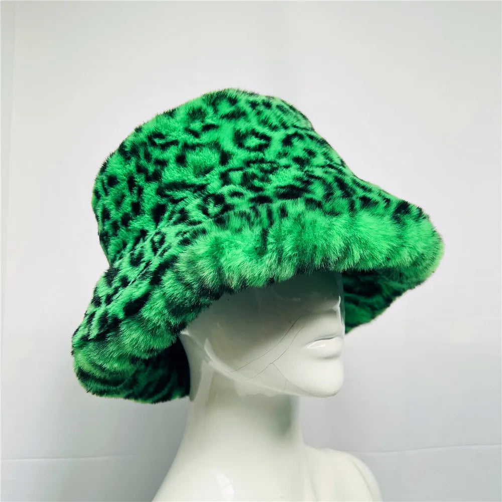 maoxiangshop - Luxury Ins Hot Y2k Girls Faux Fox Fur Bucket Hat Women Winter Warm Rabbit Fur Plush Fisherman Hat Cap Festival Party Ski Panama