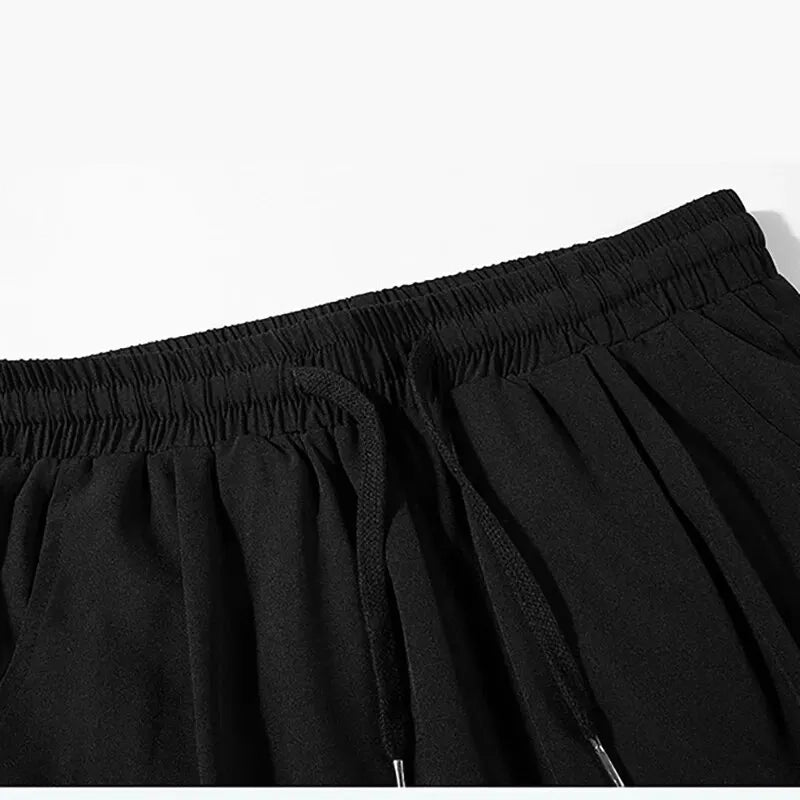 maoxiangshop Men's Summer Thin Ice Silk Quick Dry New Loose Sports Trend All Tie Feet Casual Pants Sweatpants 90s Vintage Clothes
