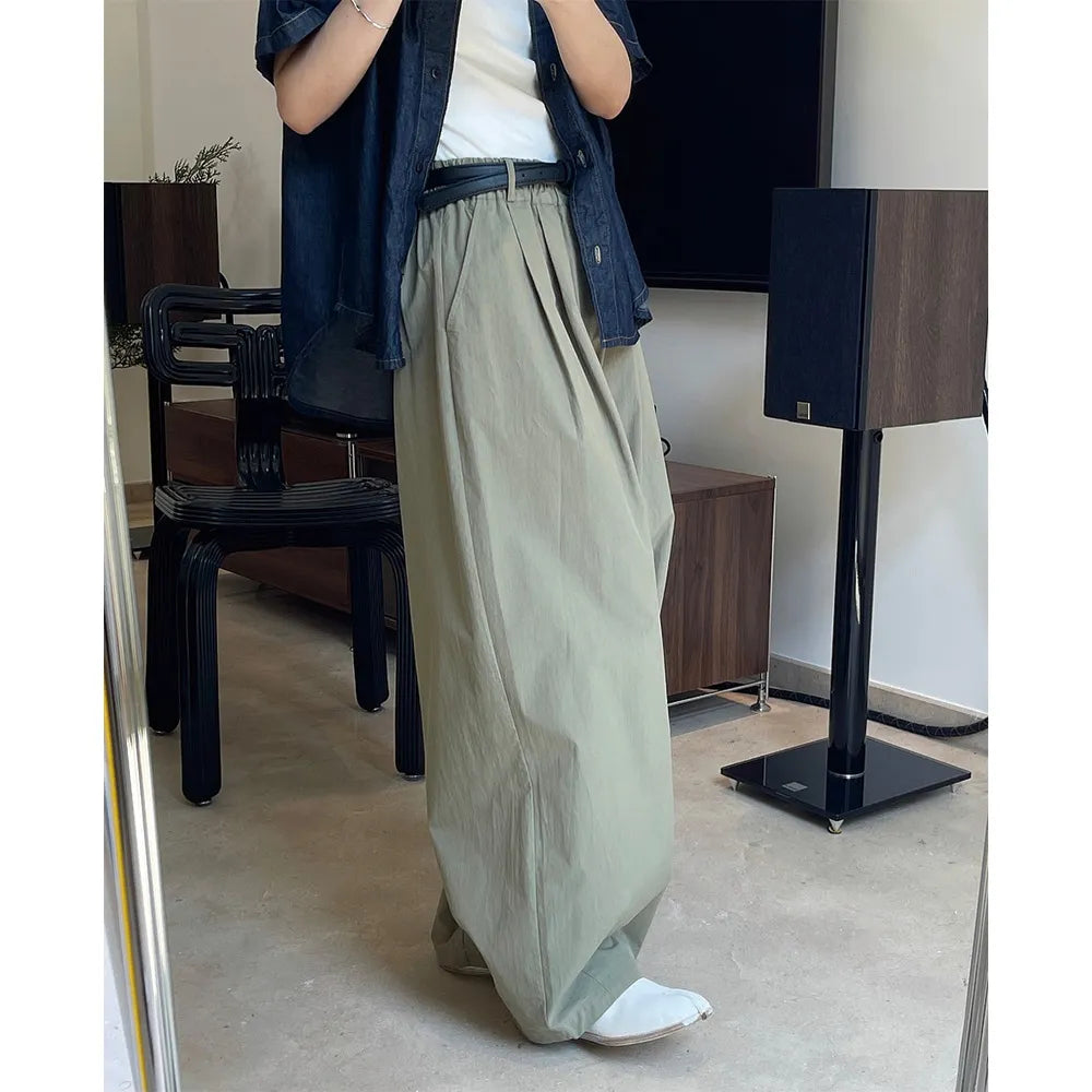 Oversize Slimming Women Pants High Waist Wide-Leg Trousers Simple Casual Loose-Fitting Cotton Baggy Streetwear Trousers 2023