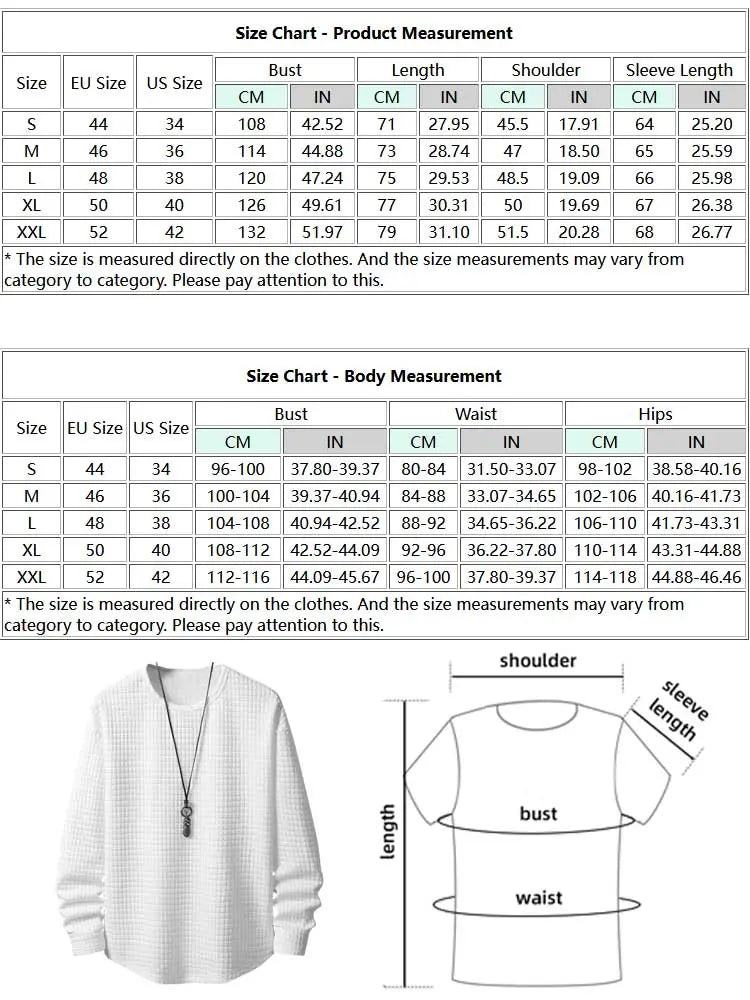 maoxiangshop Men's Long Sleeves T-shirt Minimalist Checkered Jacquard Textured Round Neck Tees Solid Streetwear Loose Tops Z5104682