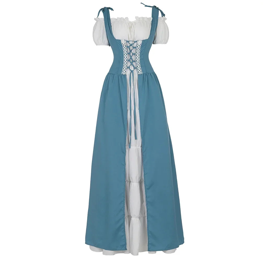 maoxiangshop - Renaissance Dress for Women Irish Medieval Dresses Victorian Female Costumes Halloween Cosplay Costume Masquerade Party Outfits
