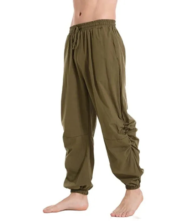 maoxiangshop Adult Men Pirate Pants Vintage Medieval Renaissance Lounge Costume Loose Pants Viking Black Brown Trouser