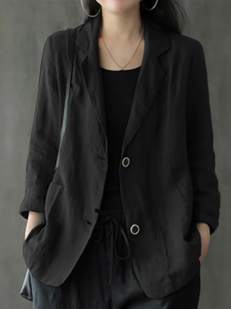 maoxiangshop Elegant Solid Blazer Women Autumn Overcoats Casual Long Sleeve Single Button Coats Female Lapel Outwears Oversized