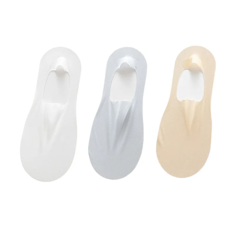 maoxiangshop 3 Pairs Men's Boat Socks Summer Ultra-thin Breathable Solid Color Sock Slippers Comfortable Soft Ice Silk Low Cut Men Sokken