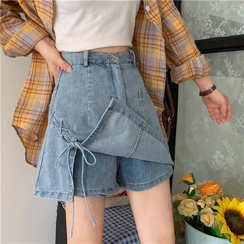 maoxiangshop Women Mini Pant Skirts Clothing Denim Wide Leg Shorty Sexy Woman Clothes for Teen Girls Hot Pants Korean Fashion Beach Jeans