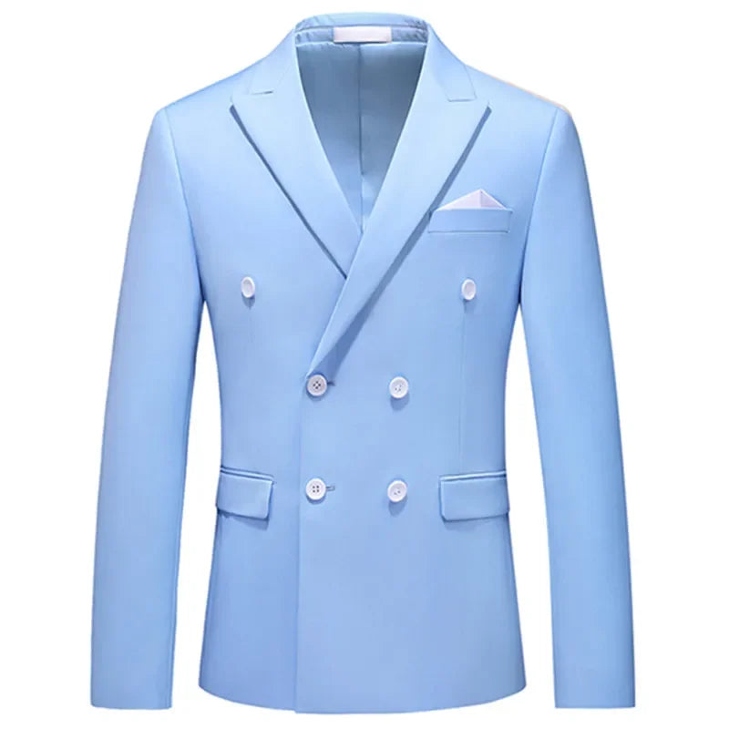 maoxiangshop Fashion New Men's Casual Boutique Business Solid Color Double Breasted Suit Jacket Blazers Coat
