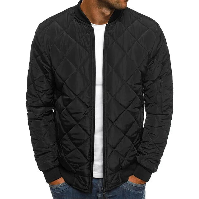 maoxiangshop Winter New Cotton Jacket Men's Baseball Collar Mesh Pressed Lightweight Cotton Jacket Vintage Flight Casual Long Sleeve